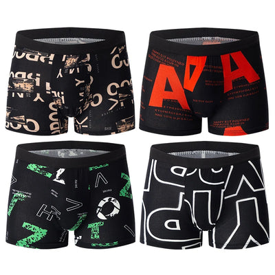 4-piece MEN'S FASHION Printed Underwear Breathable Crotch Boxers for