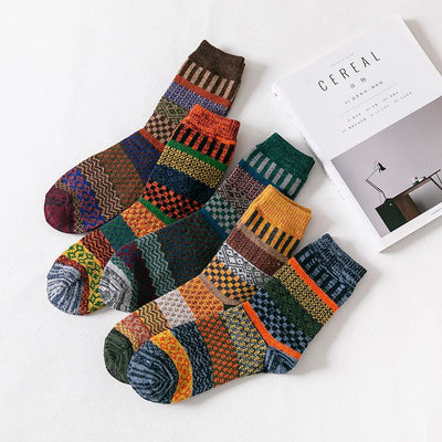 5 Pairs Winter Men's Socks Thicken Wool Socks Warm Men Retro Style