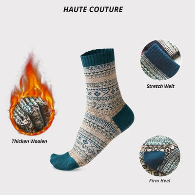 5 Pairs Winter Men's Socks Thicken Wool Socks Warm Men Retro Style