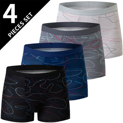 4-piece MEN'S FASHION Printed Underwear Breathable Crotch Boxers for