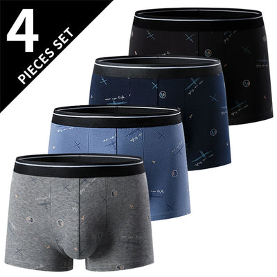 4-piece MEN'S FASHION Printed Underwear Breathable Crotch Boxers for